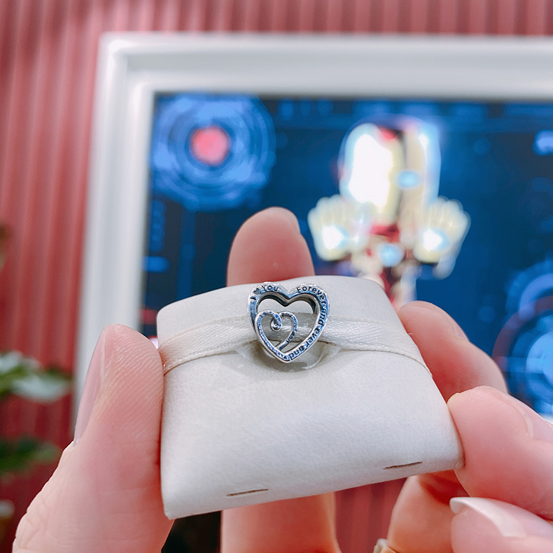Pandora Silver 925 ALE Sparkling Mom Entwined Hearts Charm