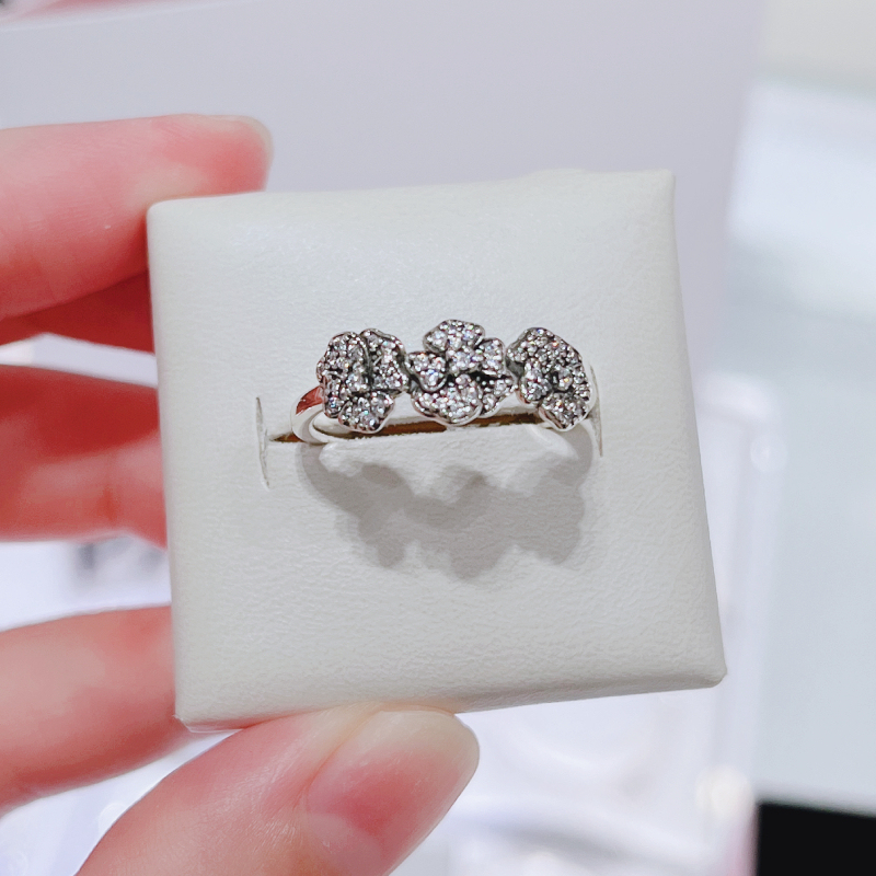 ALE S925  Silver Pandora Triple Pansy Flower Ring With Gift Bag