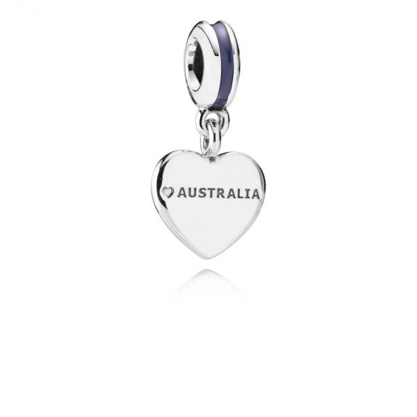Pandora Charm Bead Australia Heart Flag