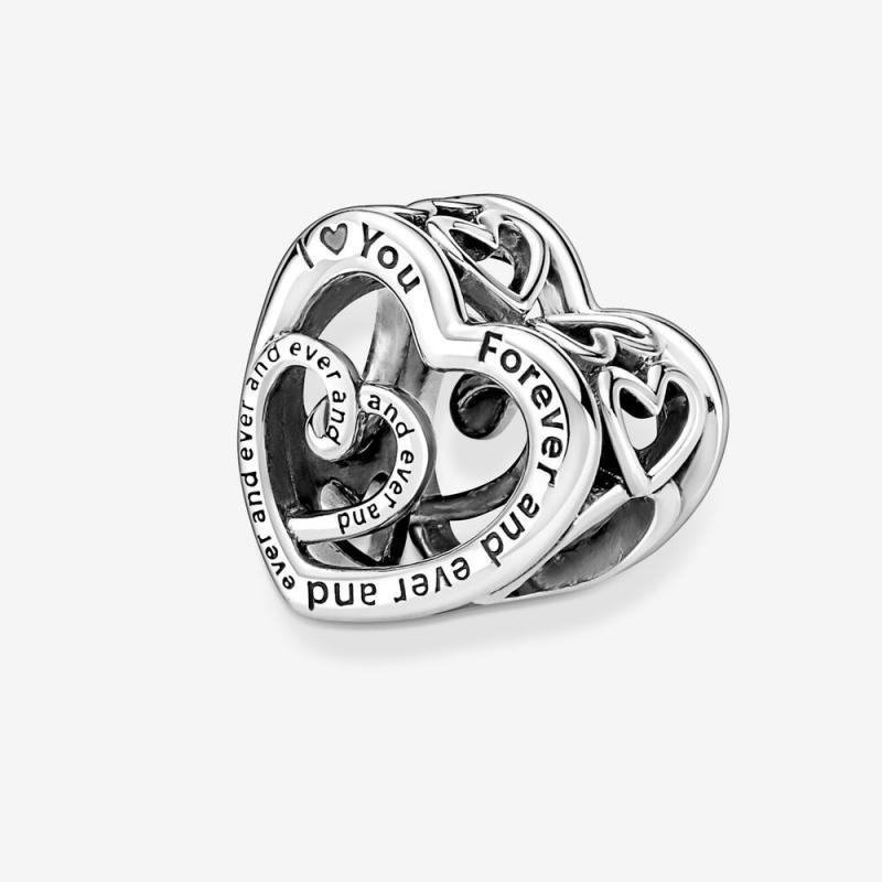 Pandora Silver 925 ALE Sparkling Mom Entwined Hearts Charm