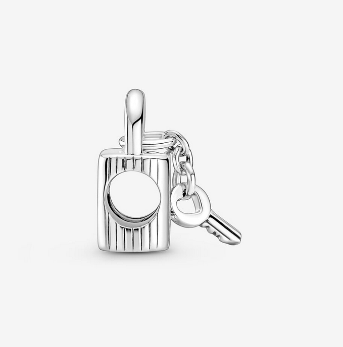 Pandora  Padlock  Heart Key Silver Charm Gift bag