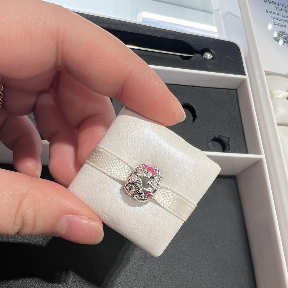 PANDORA 925 Silver Pink Pansy Flower Friends Charm