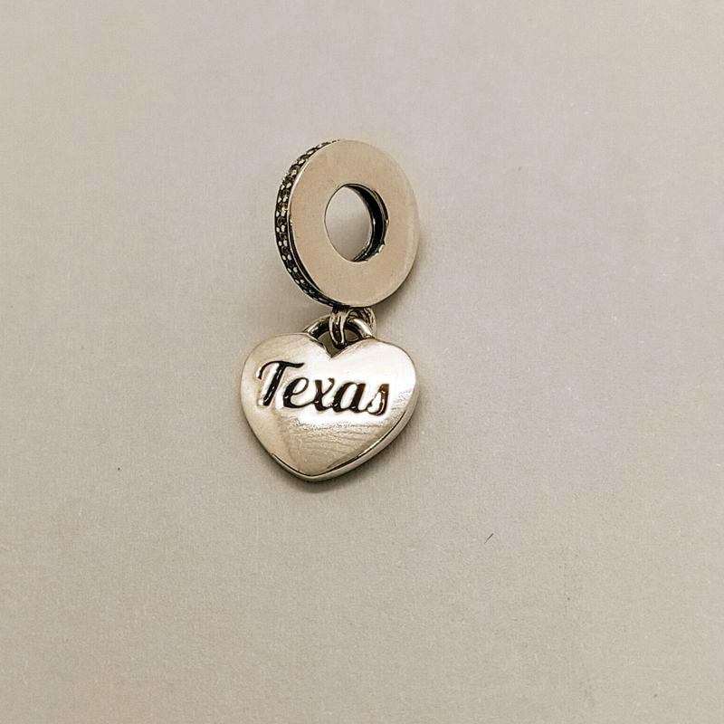 Pandora Texas Flag Heart Dangle Charm