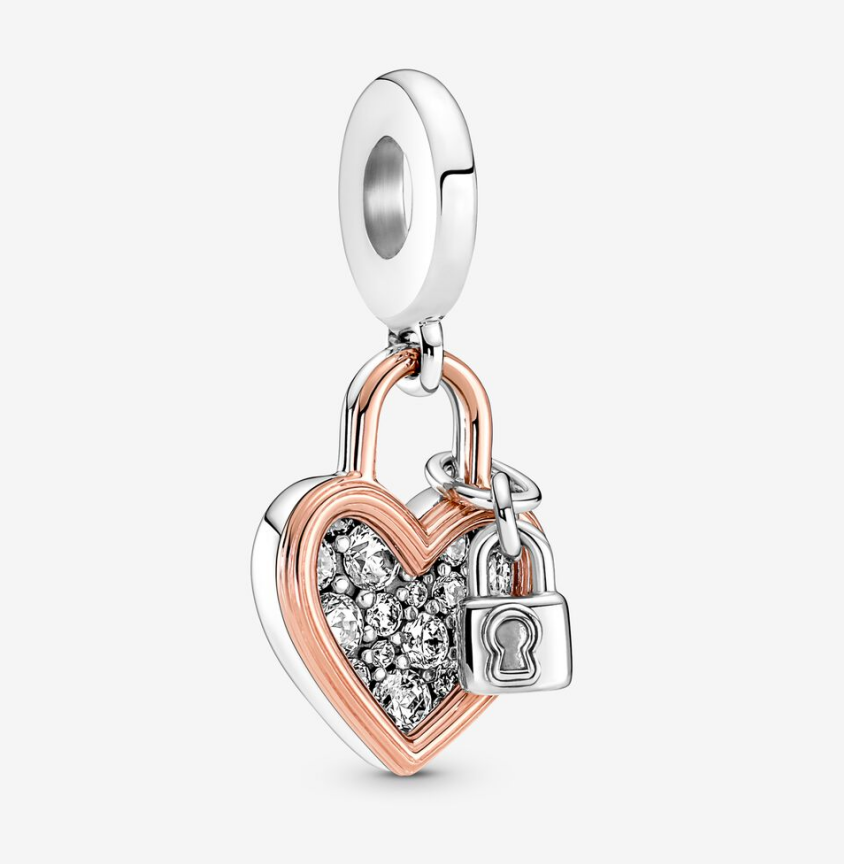 Pandora Heart Padlock Double Dangle Charm ALE Gift bag