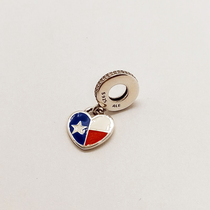 Pandora Texas Flag Heart Dangle Charm