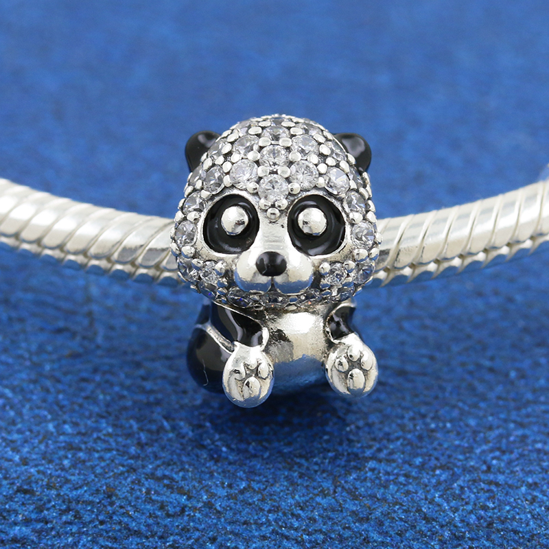 PANDORA 925 Ale Sparkling Crystals Cute Panda Charm