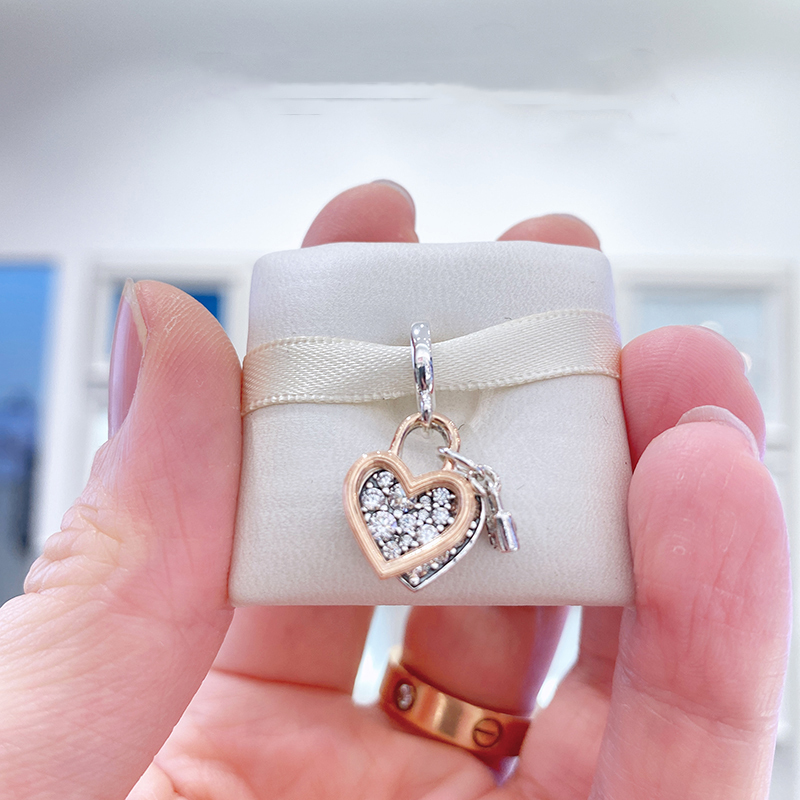Pandora Heart Padlock Double Dangle Charm ALE Gift bag