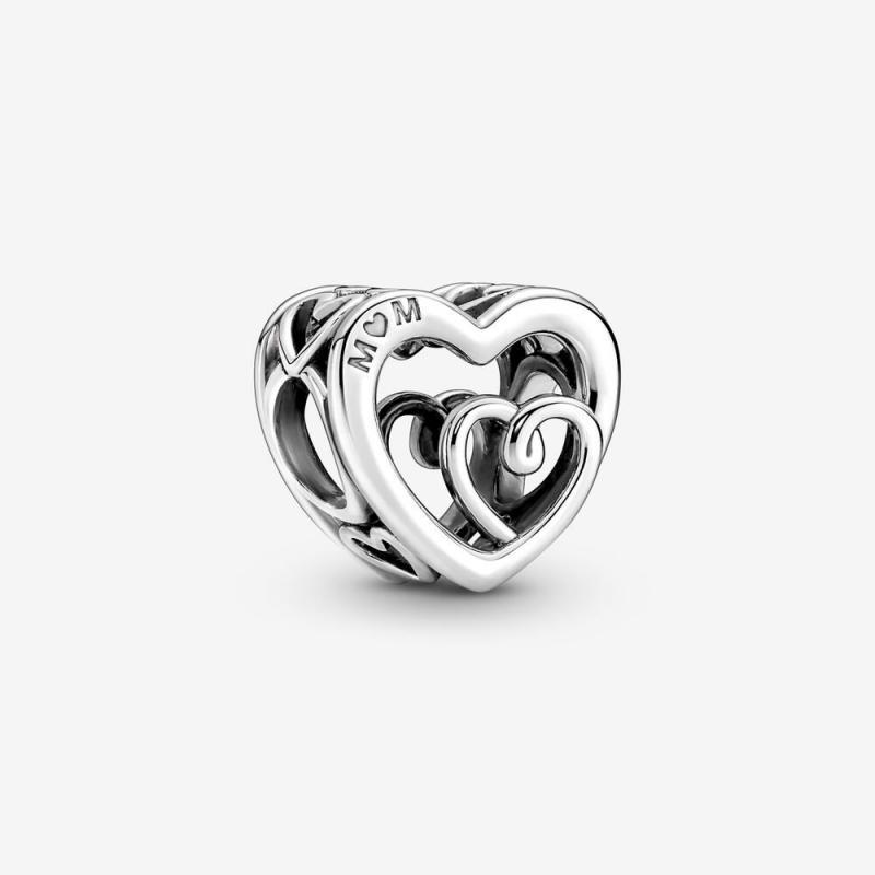 Pandora Silver 925 ALE Sparkling Mom Entwined Hearts Charm