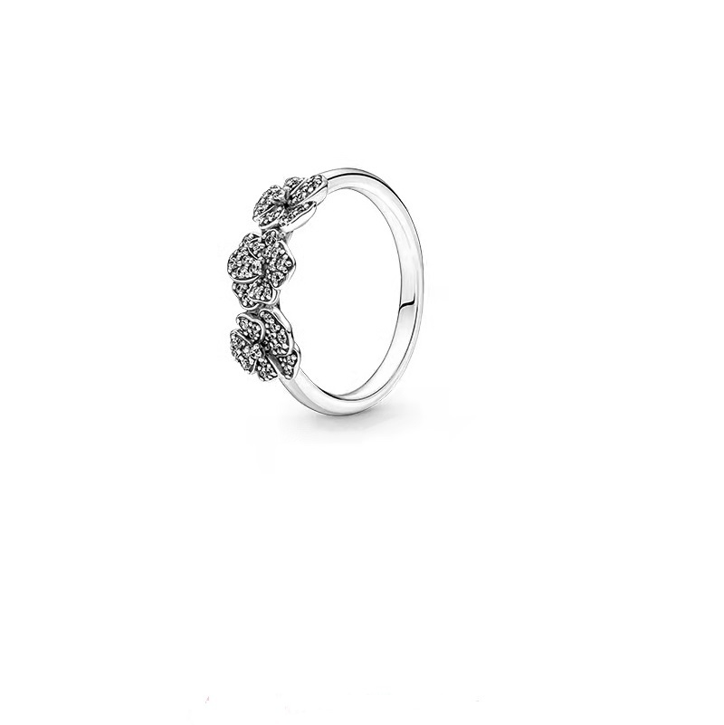 ALE S925  Silver Pandora Triple Pansy Flower Ring With Gift Bag
