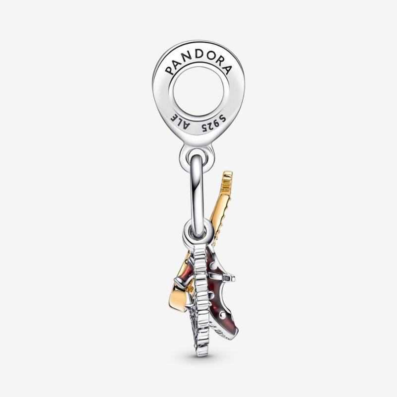 Pandora Spanish Guitar, Flamenco Shoe and Fan Charm Pendant ALE S925