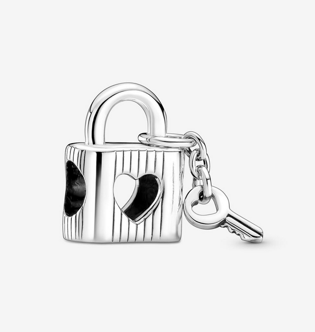 Pandora  Padlock  Heart Key Silver Charm Gift bag