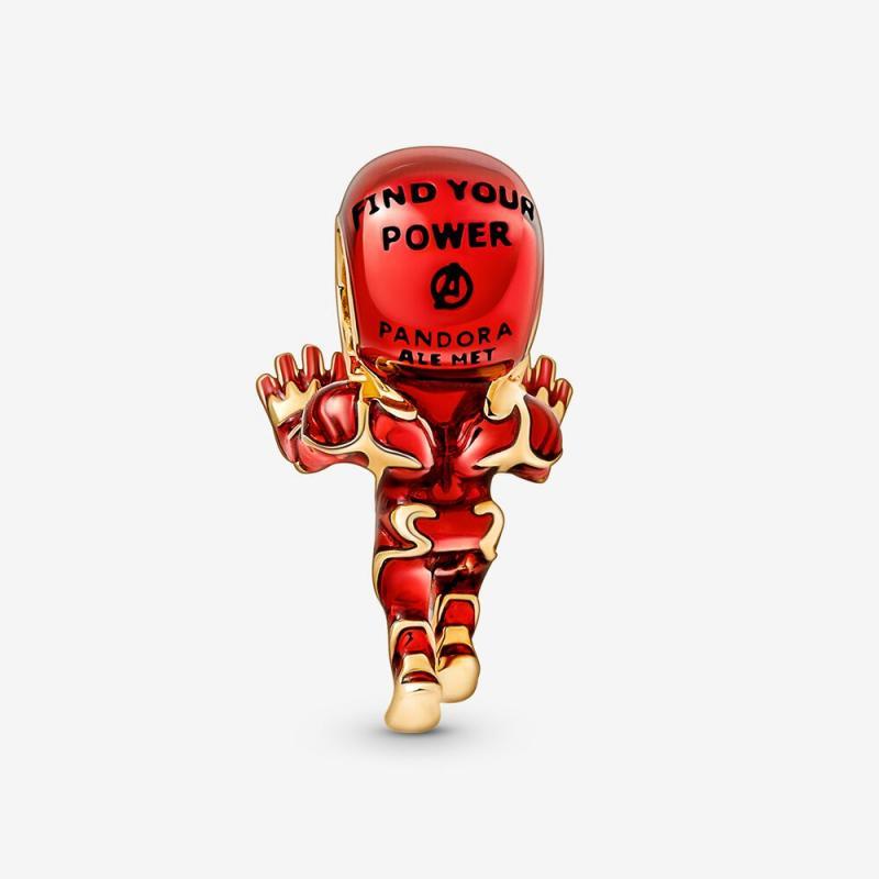 PANDORA Gold Red Marvel The Avengers Iron Man Charm