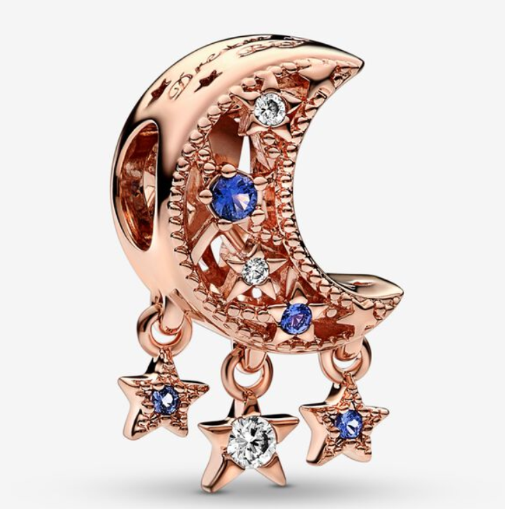 Pandora Star&Crescent Moon Charm Moments Dangle Charm Pendant