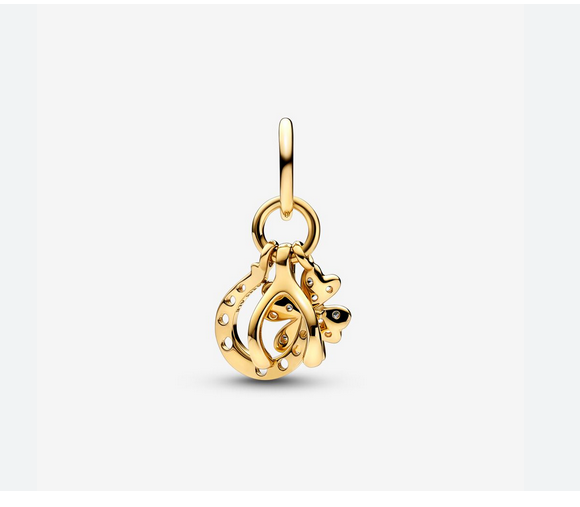 Pandora Lucky Clover Wishbone Horseshoe Dangle Charm