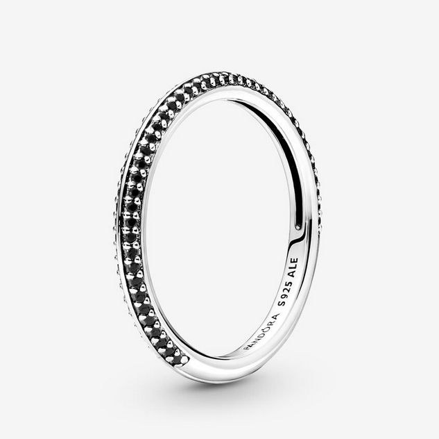 Pandora Ring Black Crystals Pave 925 Sterling Silver