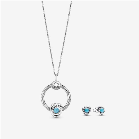 PANDORA December Birthstone Eternity Circle O Pendant Earrings Set