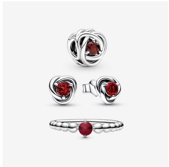 Pandora  January Birthstone Trio Set Charm Earrings RING ALE S92