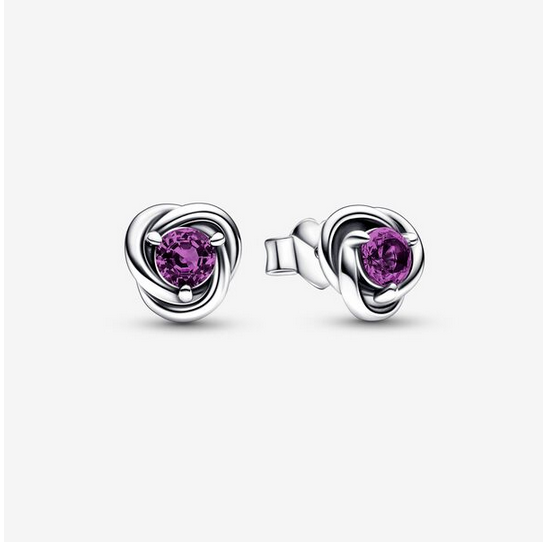 Pandora February Birthstone Trio Set Charm Earrings RING ALE S925