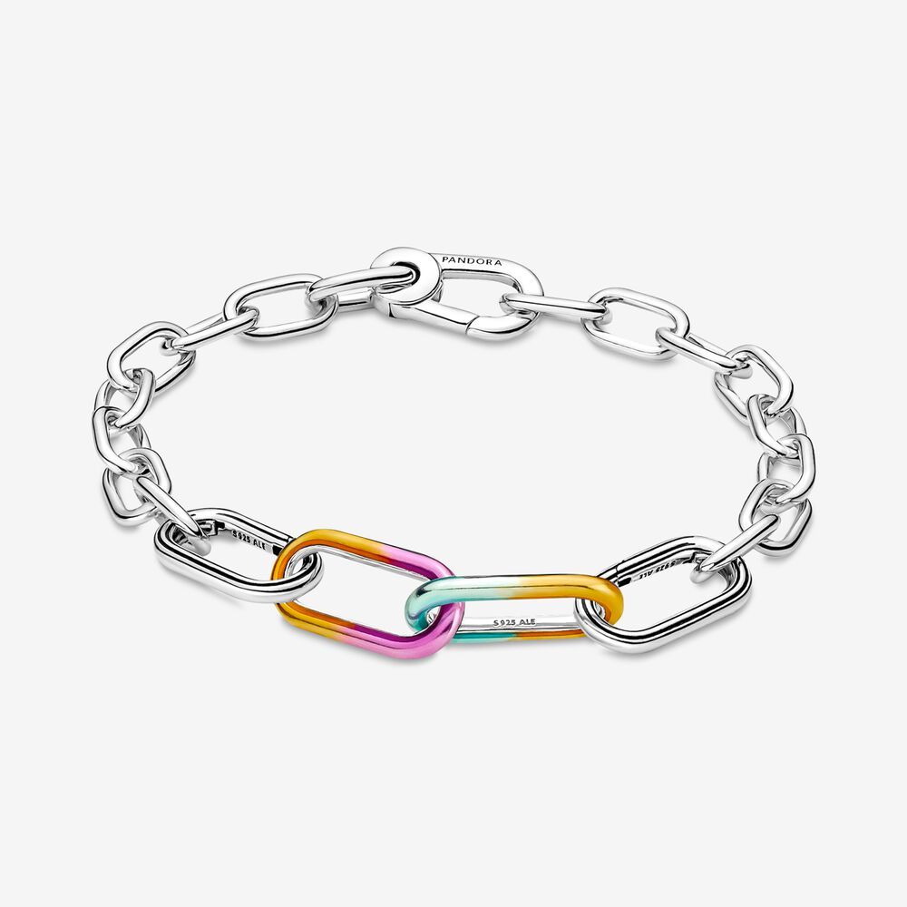 PANDORA Me 925 Silver Link Chain Cus Charm Bracelet  SET Double Link
