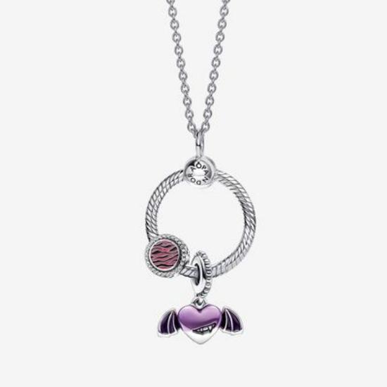 Vampire Winged Heart Dangle  Charm Necklace-60 SET ALE S925
