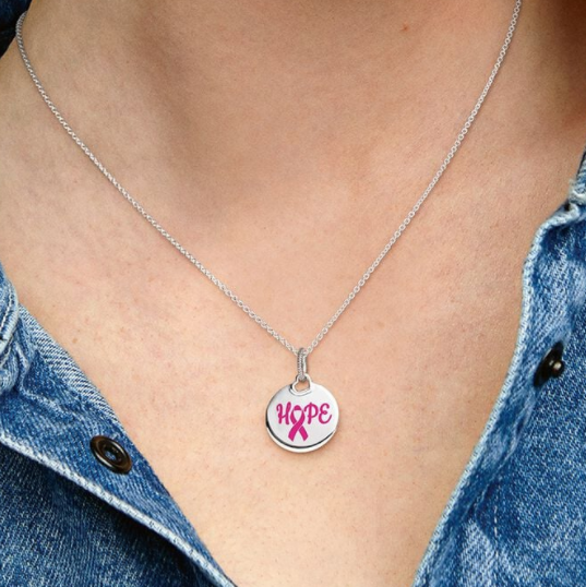 PANDORA 925 Hope Pink Ribbon Pendant Charm