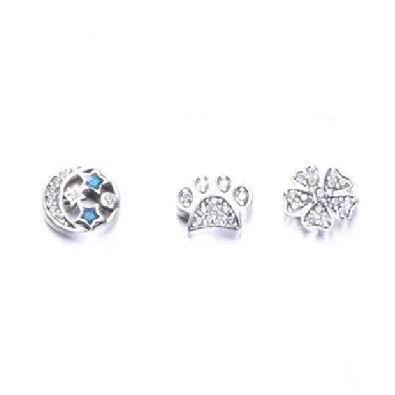 Pandora Sterling Silver MoonPetite Paw Print Flowers Charms Set ALE 925