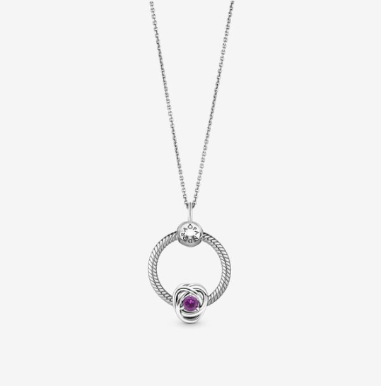 PANDORA February Birthstone Eternity Circle O Pendant Earrings Set