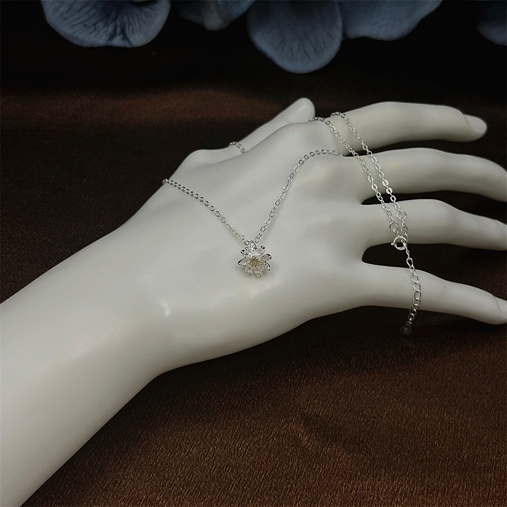 Sterling Silver Lotus Flower Blossom Pendant Necklace with Partial Gold Plating, Sweet and Pretty Jewellery