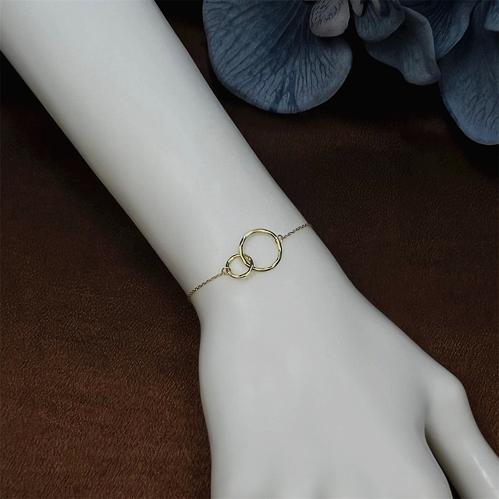 Sterling Silver Double Circle Bracelet, Silver Linked Circle Bracelet, Interlinking Circle Bracelet, Open Circle Bracelet, Sisters Bracelet