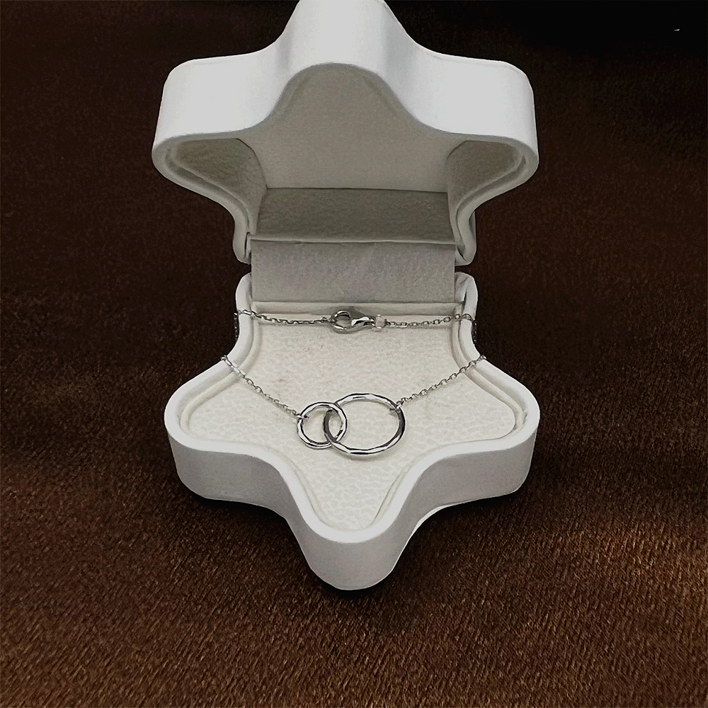 Sterling Silver Double Circle Bracelet – Interlinking Open Circle Bracelet, Perfect for Sisters