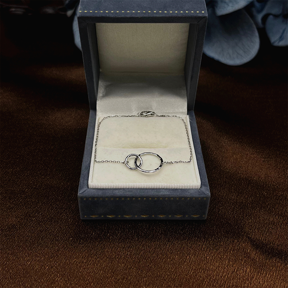 Sterling Silver Double Circle Bracelet – Interlinking Open Circle Bracelet, Perfect for Sisters