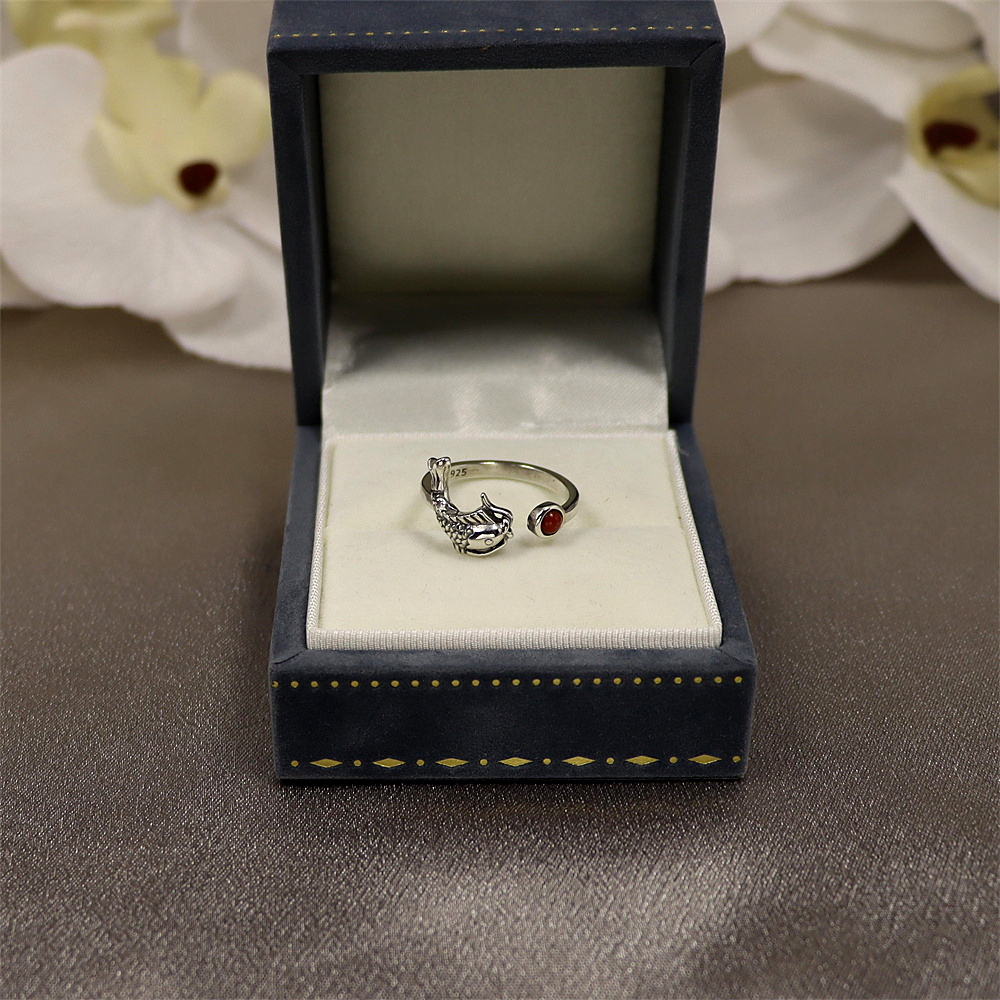 S925 Sterling Silver Vintage Abundant Harvest Adjustable Ring with Inlay