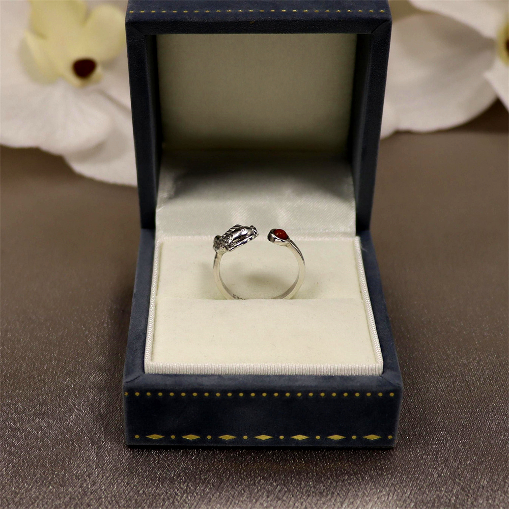 S925 Sterling Silver Vintage Abundant Harvest Adjustable Ring with Inlay