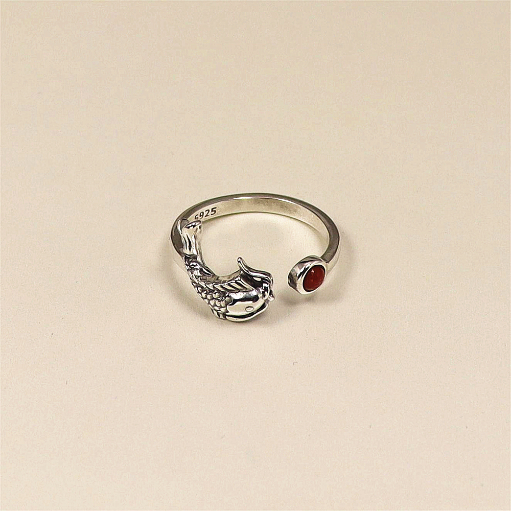 S925 Sterling Silver Vintage Abundant Harvest Adjustable Ring with Inlay