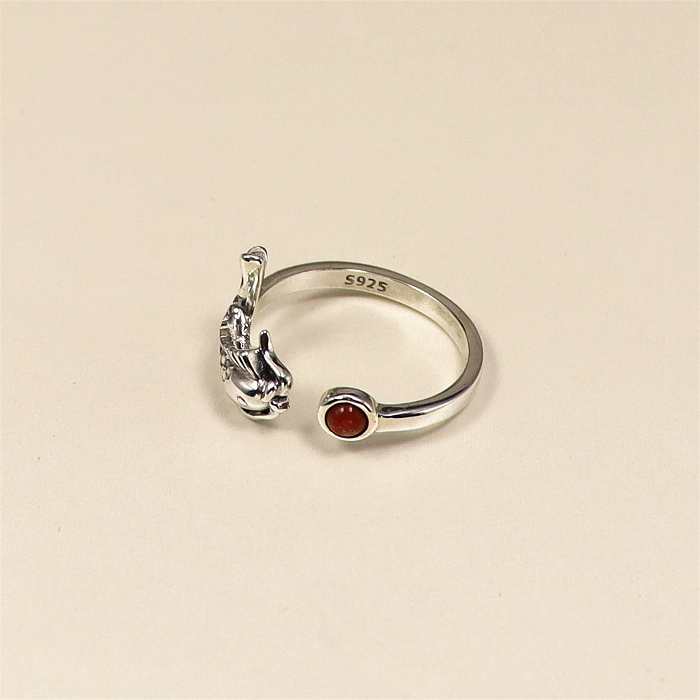S925 Sterling Silver Vintage Abundant Harvest Adjustable Ring with Inlay