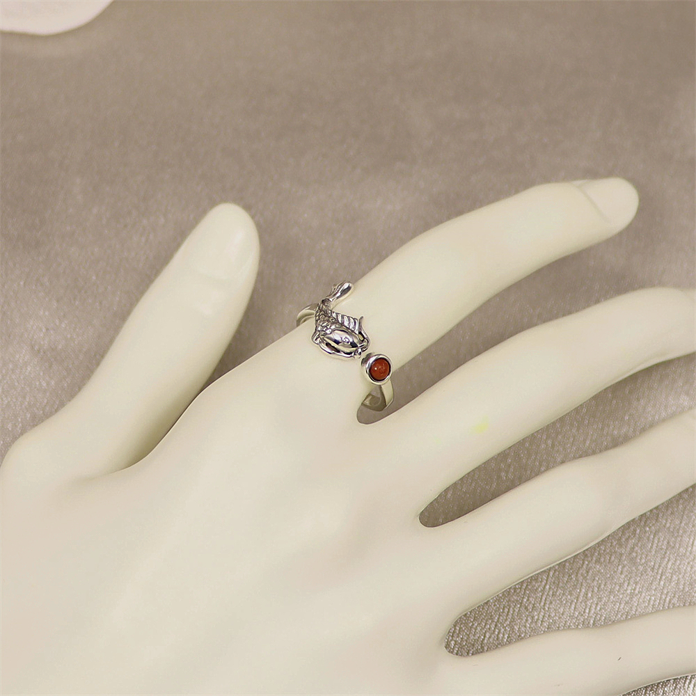 S925 Sterling Silver Vintage Abundant Harvest Adjustable Ring with Inlay