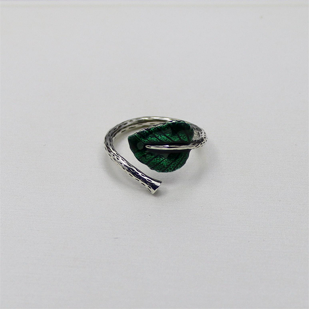 S925 Sterling Silver Leaf Hollow Rectangle Red Agate Adjustable Ring