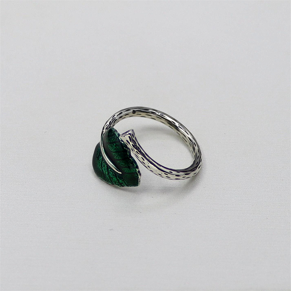 S925 Sterling Silver Leaf Hollow Rectangle Red Agate Adjustable Ring