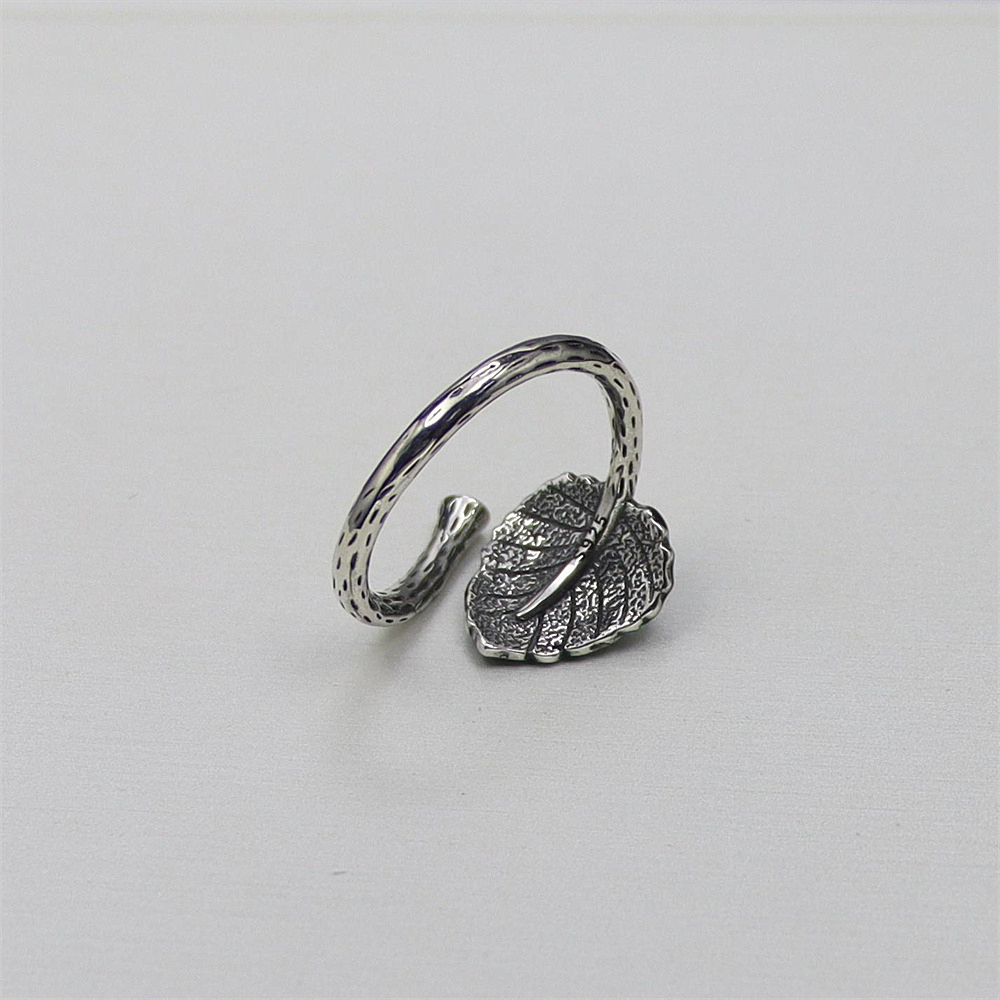 S925 Sterling Silver Leaf Hollow Rectangle Red Agate Adjustable Ring