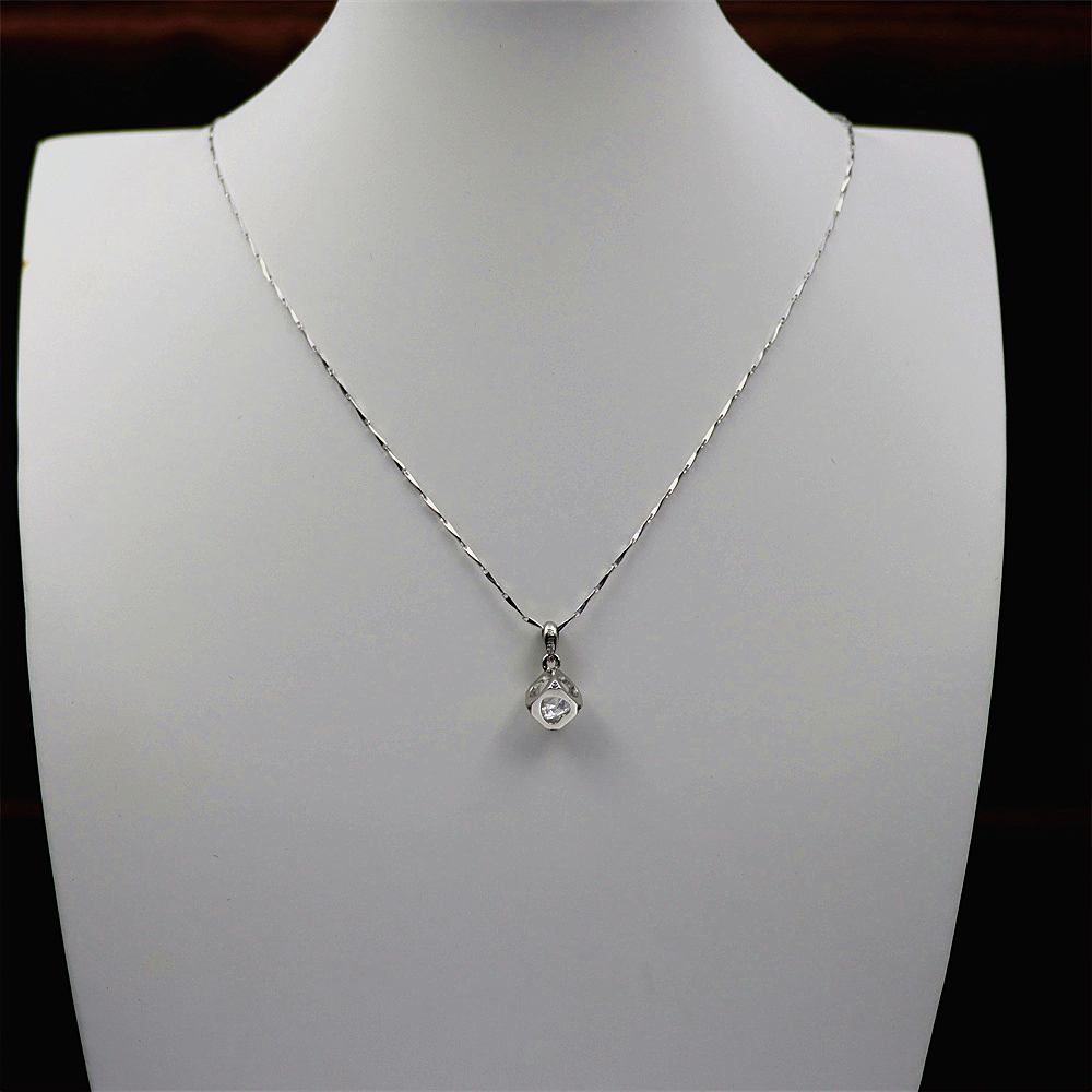 S925 Sterling Silver Cube Necklace for Women - Minimalist Silver Pendant Jewelry