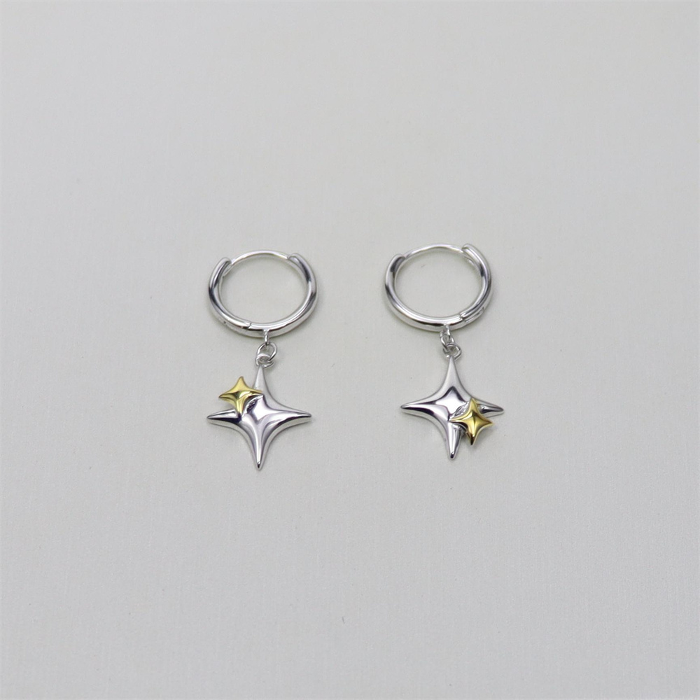 925 Sterling Silver Multi-Colored Cross Star Earrings