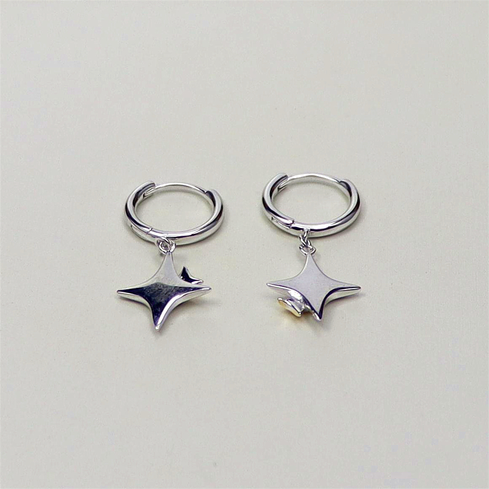 925 Sterling Silver Multi-Colored Cross Star Earrings