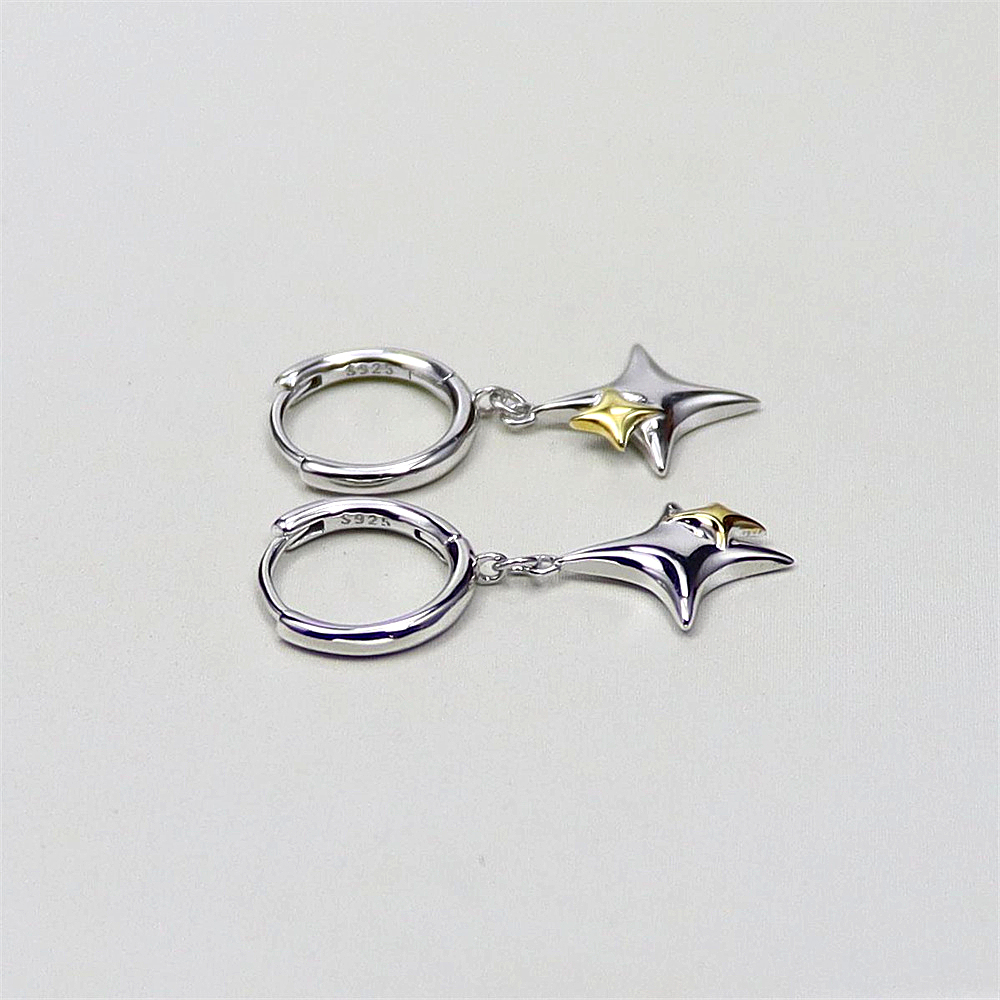 925 Sterling Silver Multi-Colored Cross Star Earrings