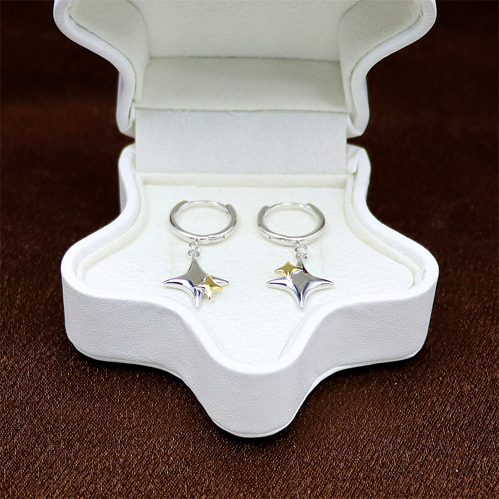925 Sterling Silver Multi-Colored Cross Star Earrings