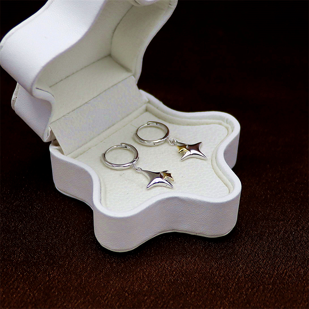 925 Sterling Silver Multi-Colored Cross Star Earrings