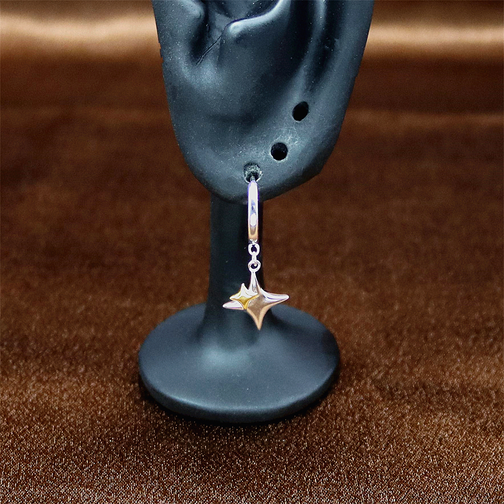 925 Sterling Silver Multi-Colored Cross Star Earrings