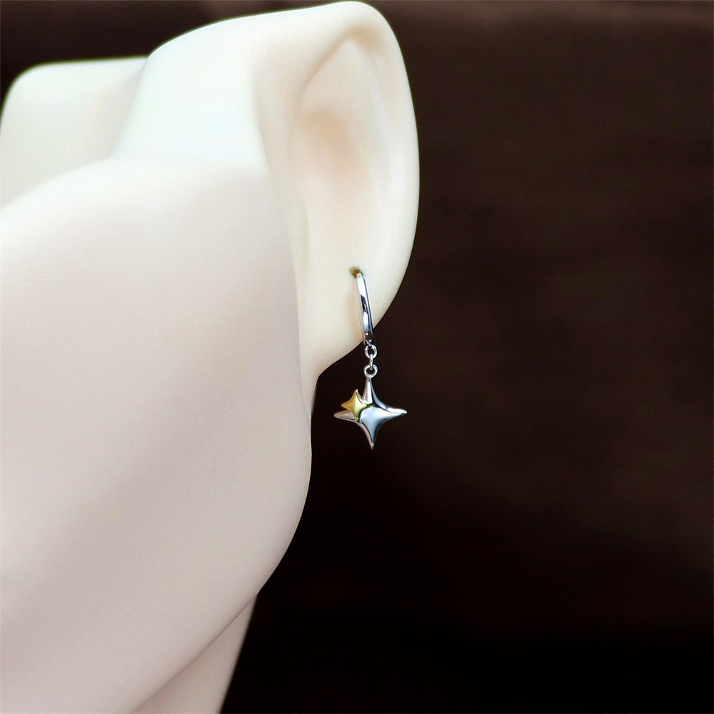 925 Sterling Silver Multi-Colored Cross Star Earrings