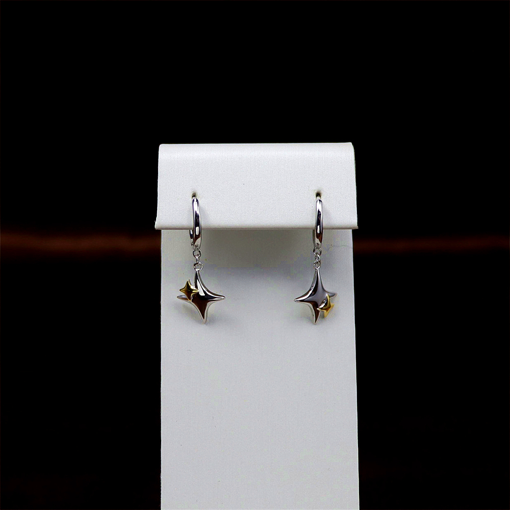 925 Sterling Silver Multi-Colored Cross Star Earrings