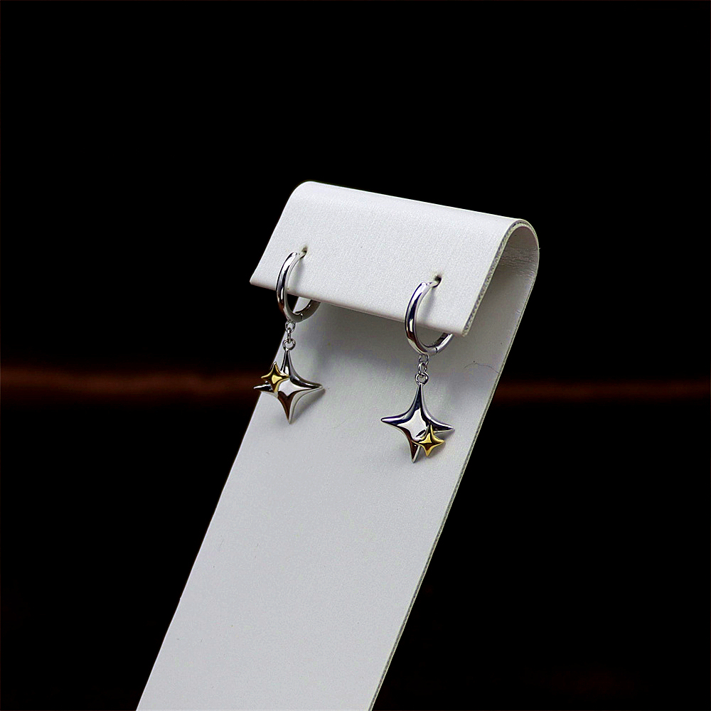 925 Sterling Silver Multi-Colored Cross Star Earrings