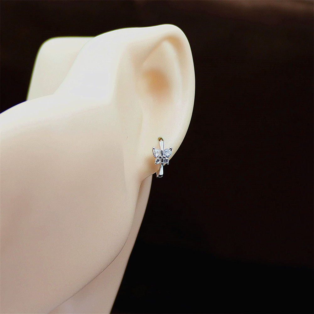 S925 Sterling Silver Diamond Butterfly Earrings – Elegant and Sparkling Jewelry